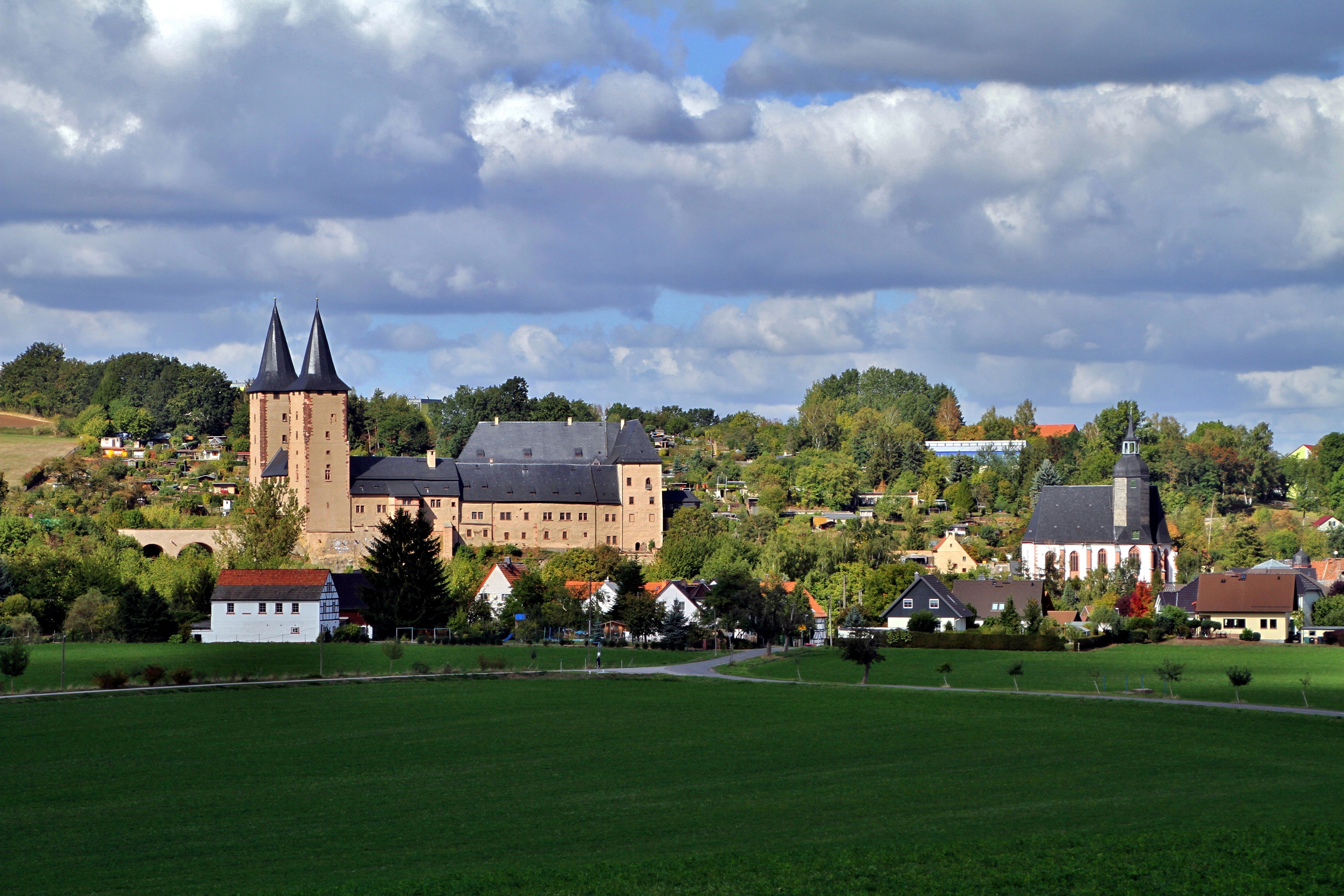 Blick auf Rochlitz mit Schloss und Kirche