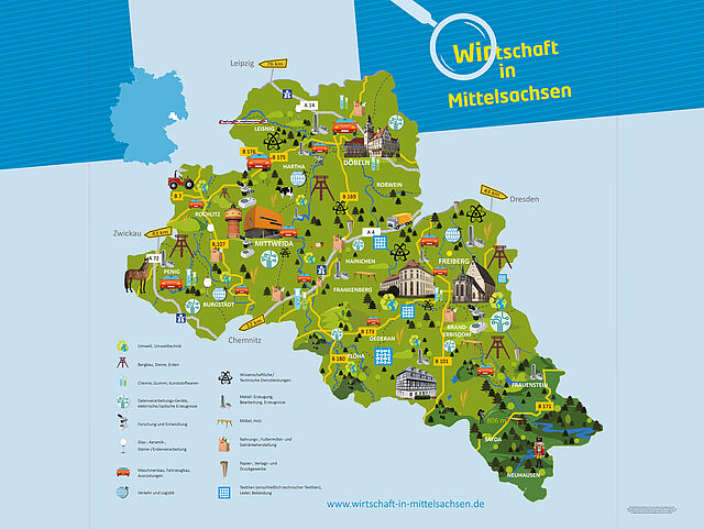 Wirtschaftskarte Landkreis Mittelsachsen